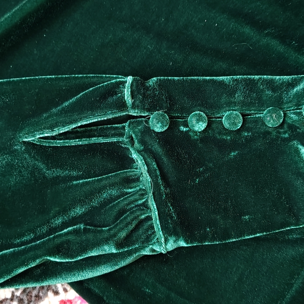 Anthropologie Emerald Green Velvet Top - Picture 8 of 8